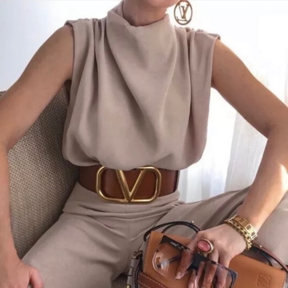 🆕 Zara High Neck Pleated Top - Picture 1 of 5